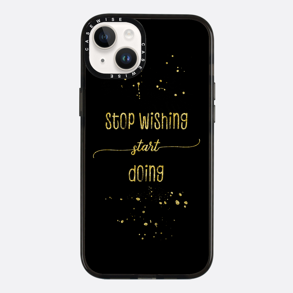 Textkunst Gold Stop Wünschten Sie an, beginnen zu - Hülle