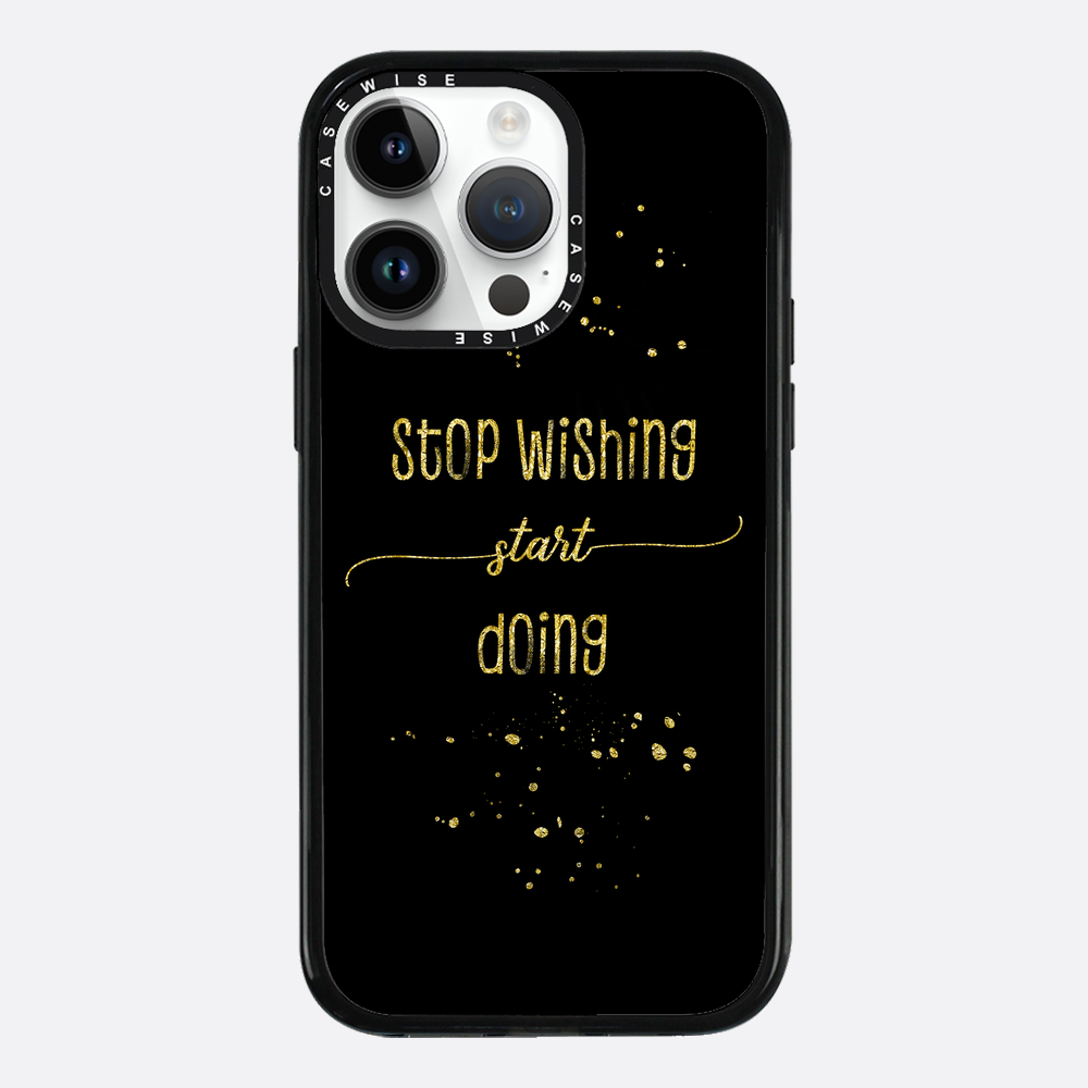 Textkunst Gold Stop Wünschten Sie an, beginnen zu - Hülle