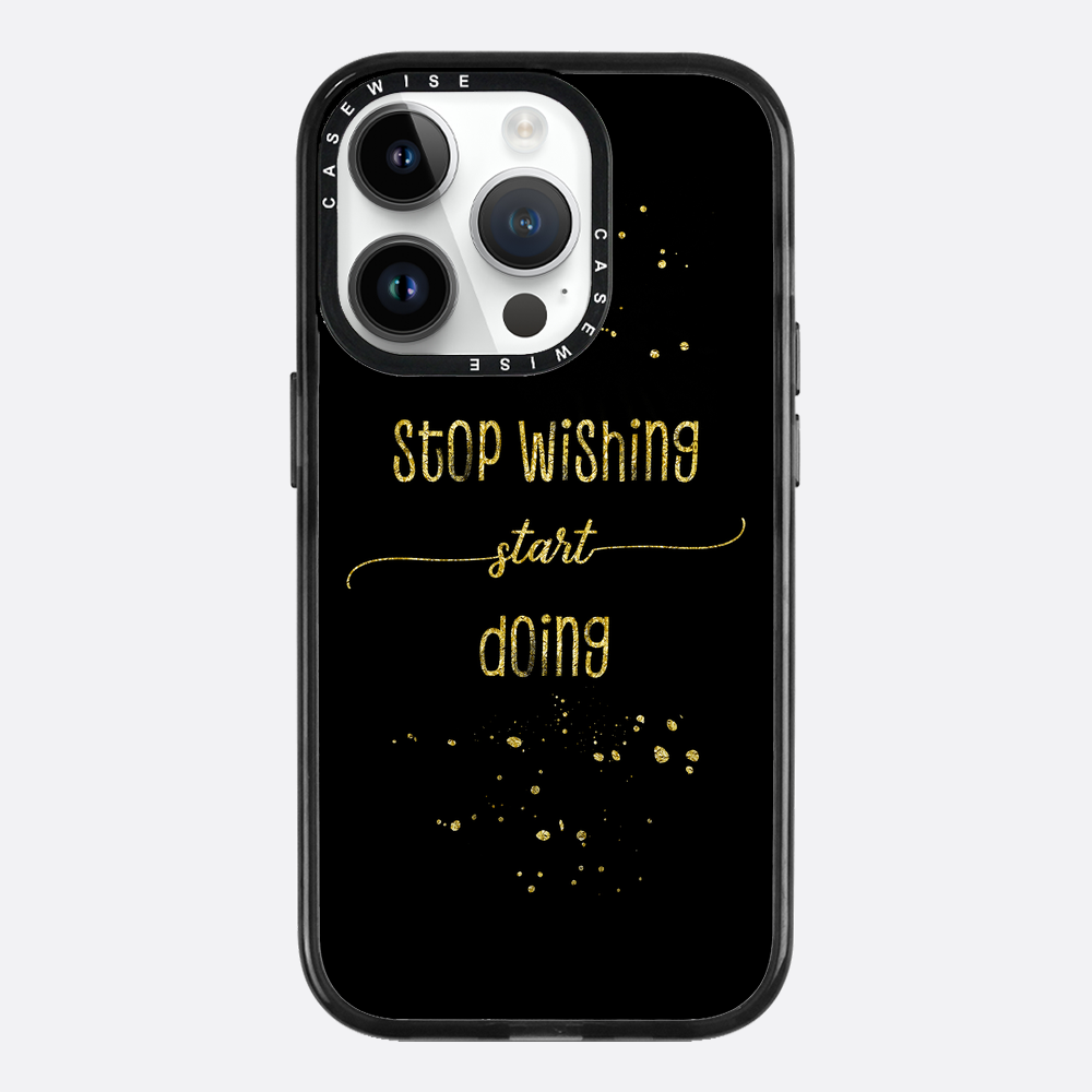 Textkunst Gold Stop Wünschten Sie an, beginnen zu - Hülle