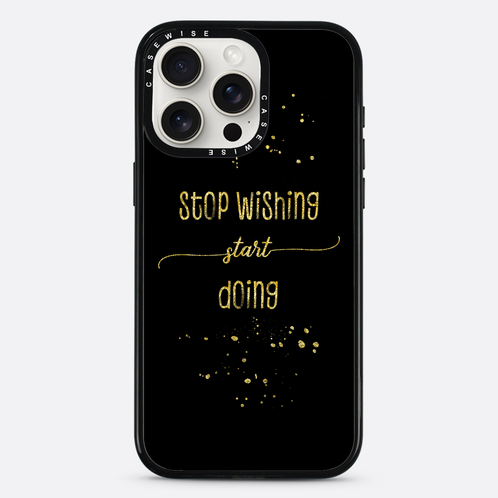 Textkunst Gold Stop Wünschten Sie an, beginnen zu - Hülle