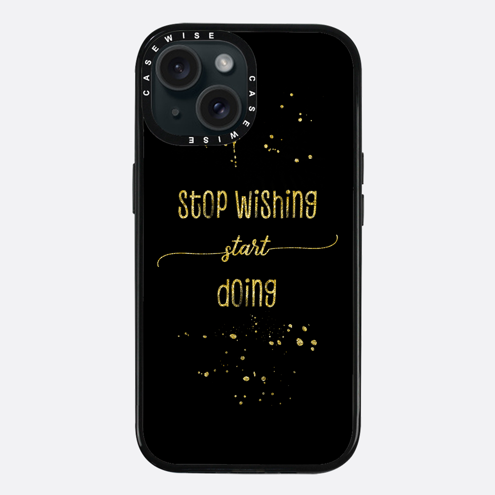 Textkunst Gold Stop Wünschten Sie an, beginnen zu - Hülle
