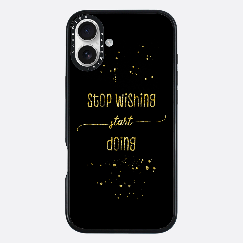 Textkunst Gold Stop Wünschten Sie an, beginnen zu - Hülle