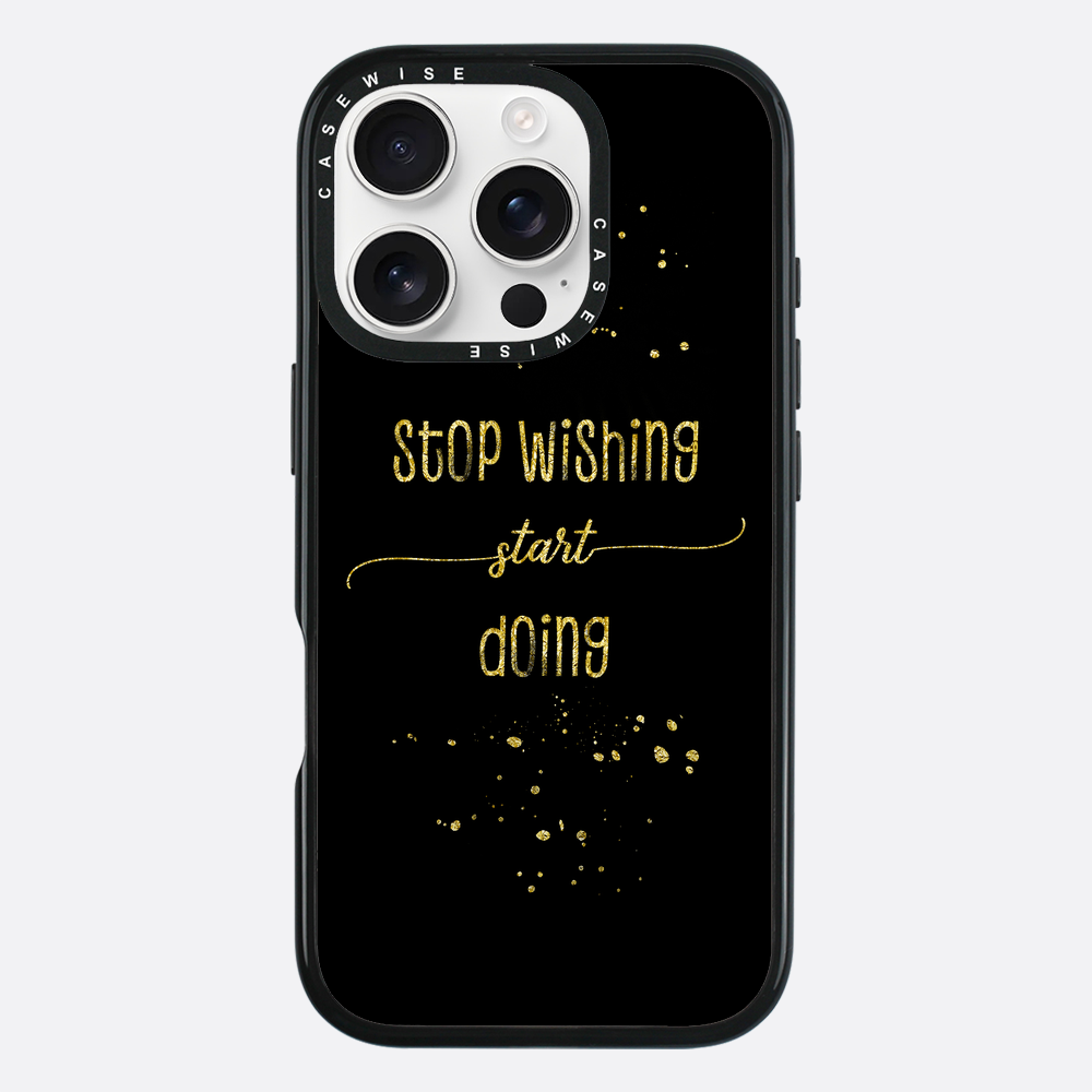 Textkunst Gold Stop Wünschten Sie an, beginnen zu - Hülle