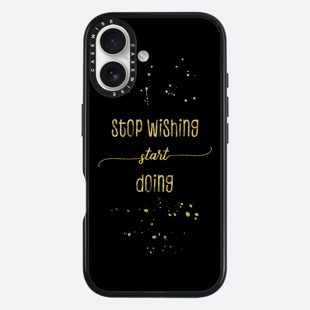 Textkunst Gold Stop Wünschten Sie an, beginnen zu - Hülle