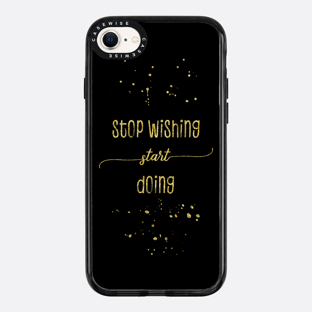 Textkunst Gold Stop Wünschten Sie an, beginnen zu - Hülle