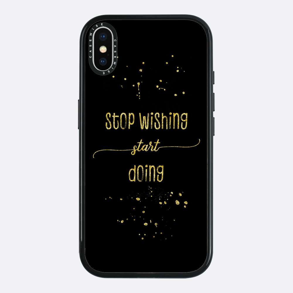 Textkunst Gold Stop Wünschten Sie an, beginnen zu - Hülle