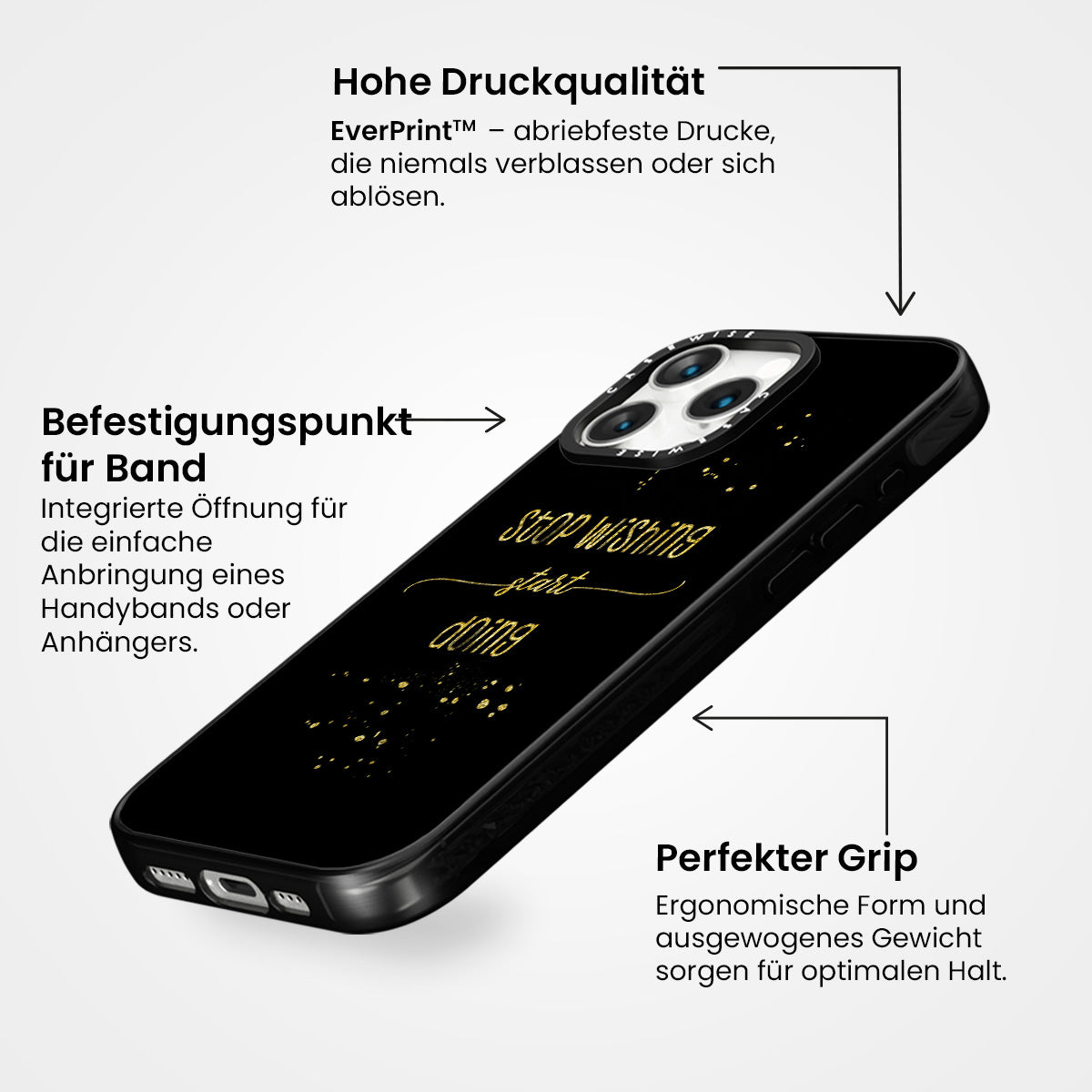 Textkunst Gold Stop Wünschten Sie an, beginnen zu - Hülle