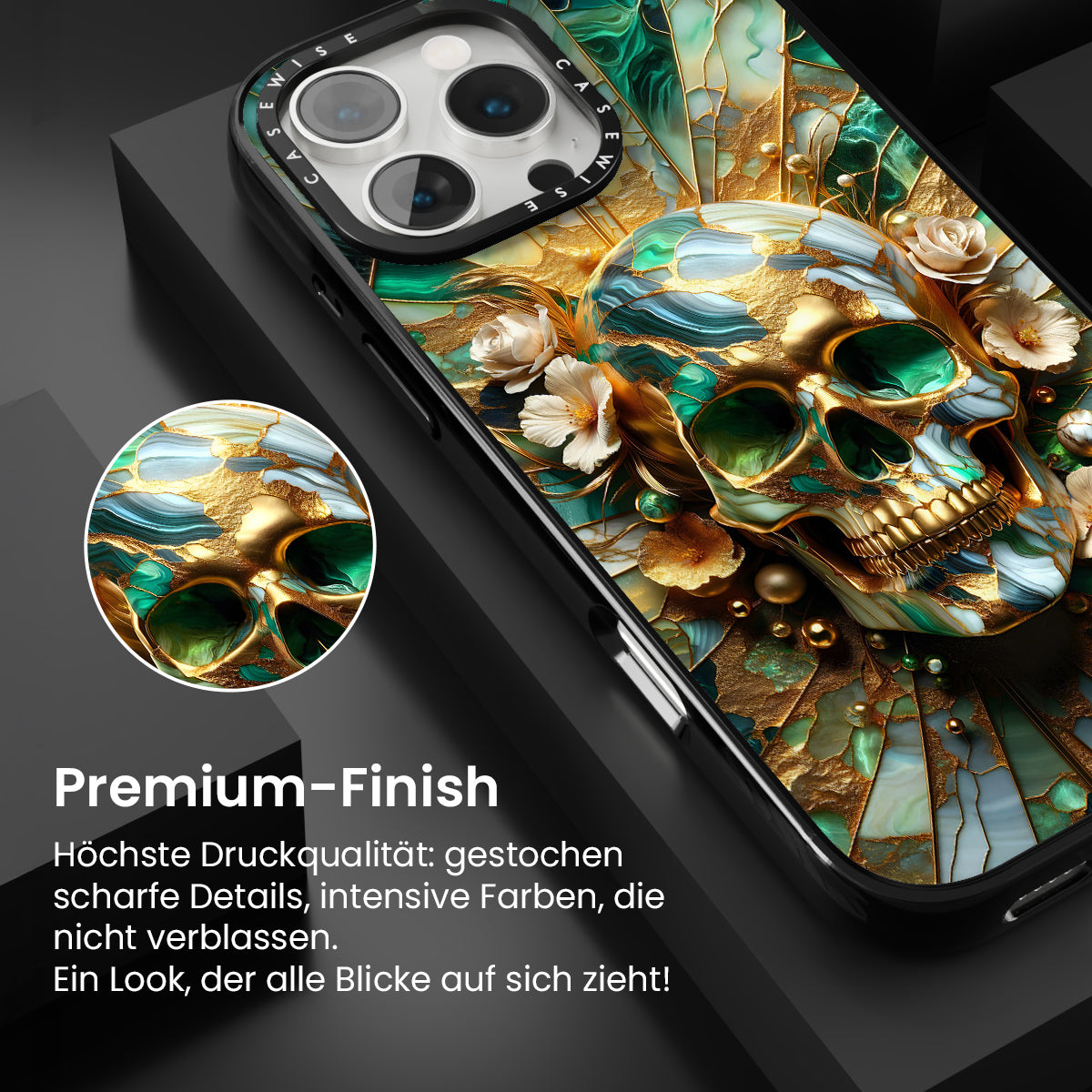 Abstrakter Blumengoldschädel - Hülle
