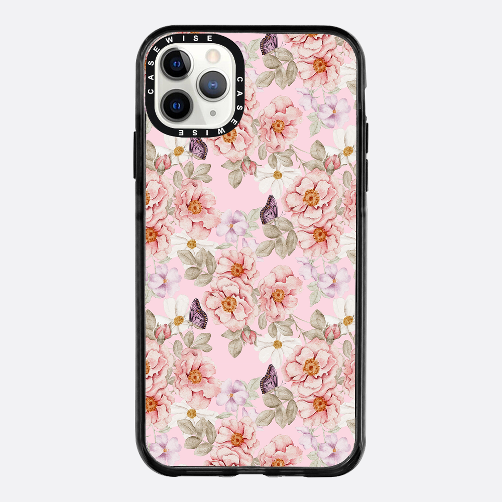 Ein Blumengarten auf einem rosa Hintergrund - Hülle
