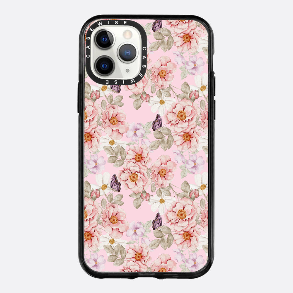 Ein Blumengarten auf einem rosa Hintergrund - Hülle