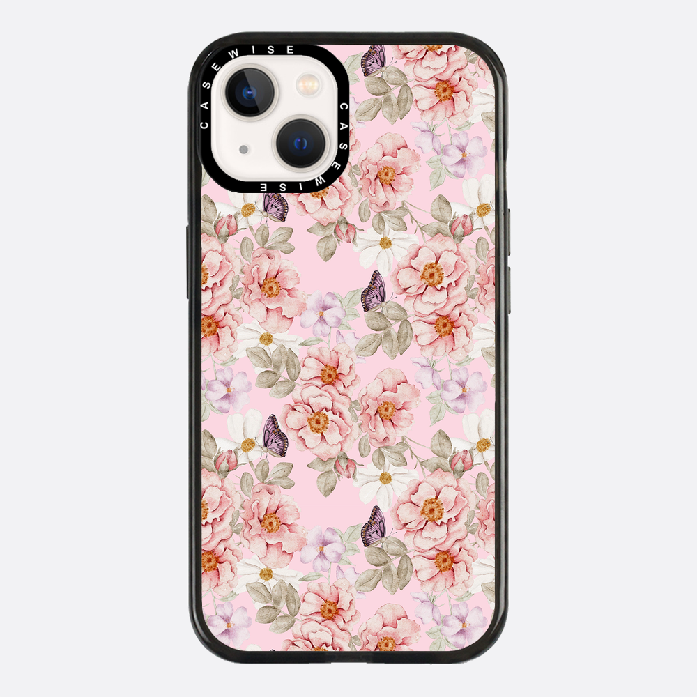Ein Blumengarten auf einem rosa Hintergrund - Hülle