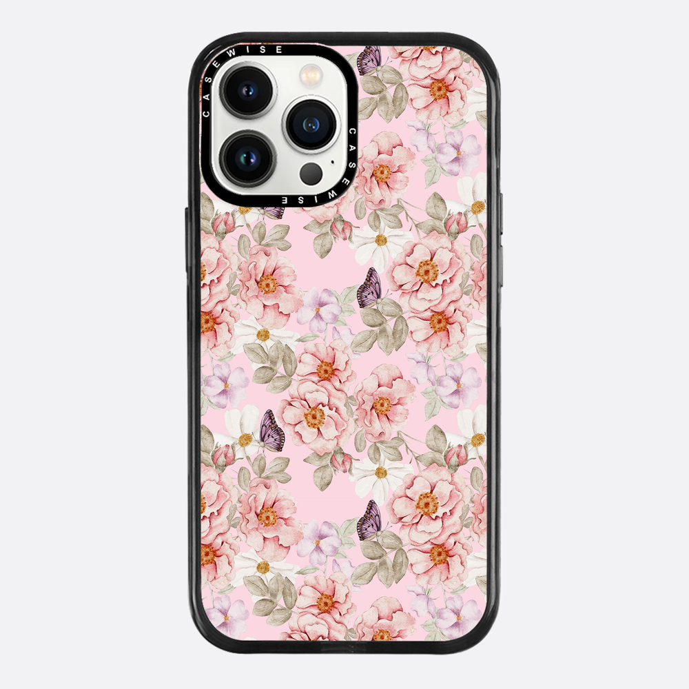 Ein Blumengarten auf einem rosa Hintergrund - Hülle