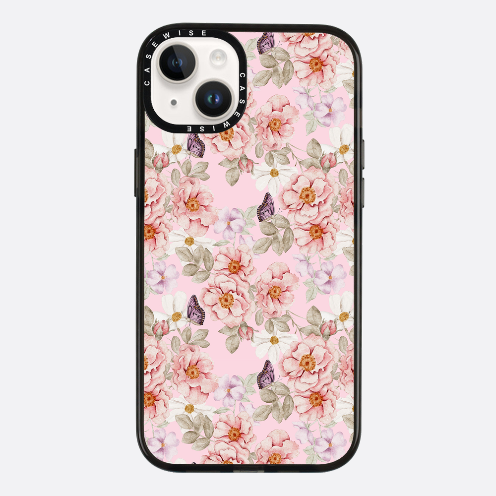 Ein Blumengarten auf einem rosa Hintergrund - Hülle