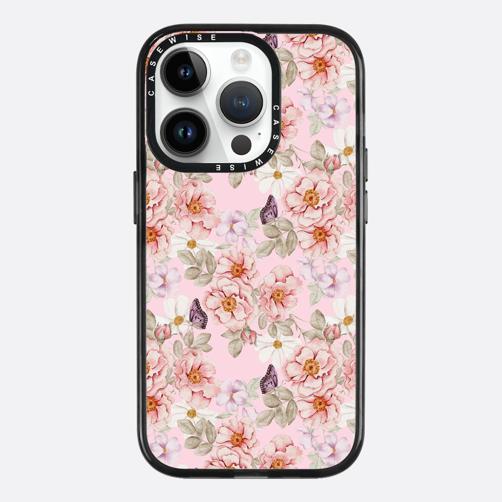 Ein Blumengarten auf einem rosa Hintergrund - Hülle