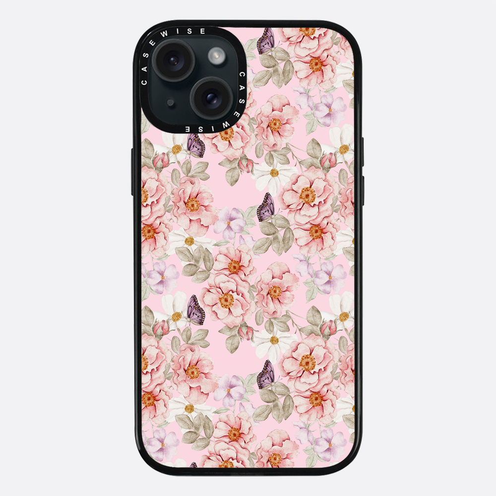 Ein Blumengarten auf einem rosa Hintergrund - Hülle