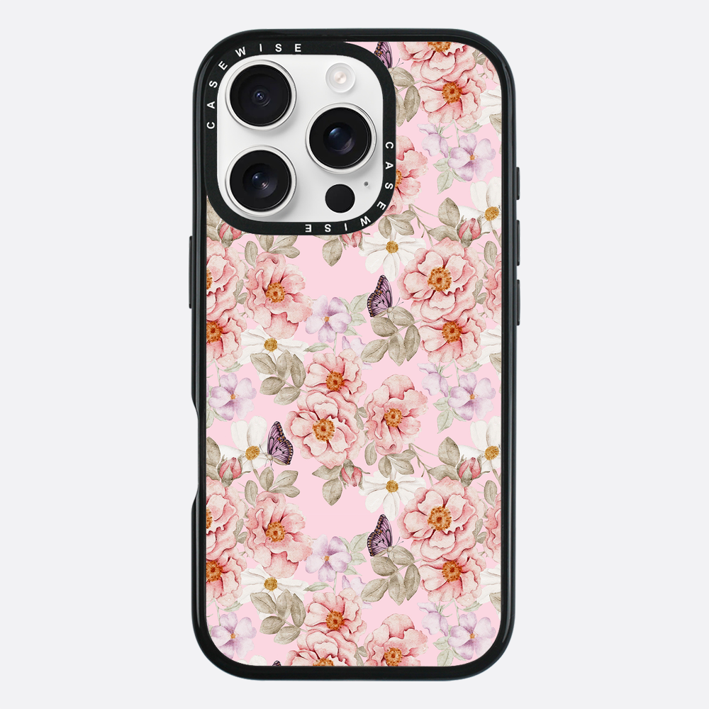 Ein Blumengarten auf einem rosa Hintergrund - Hülle