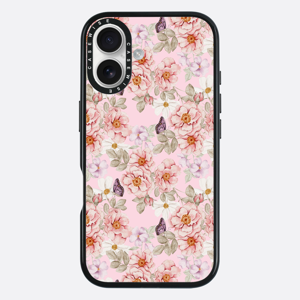 Ein Blumengarten auf einem rosa Hintergrund - Hülle