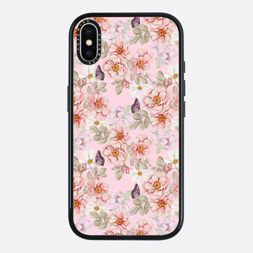 Ein Blumengarten auf einem rosa Hintergrund - Hülle