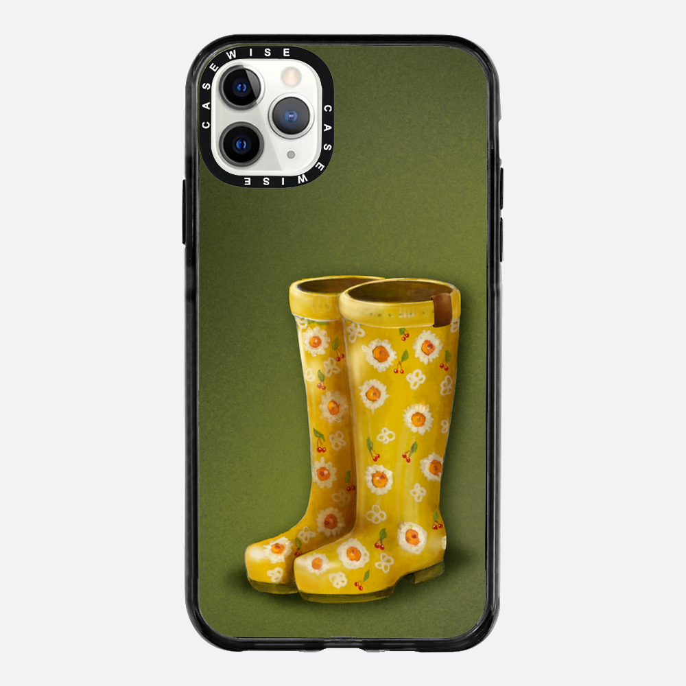 Gelbe Galoshes mit Blumen - Hülle