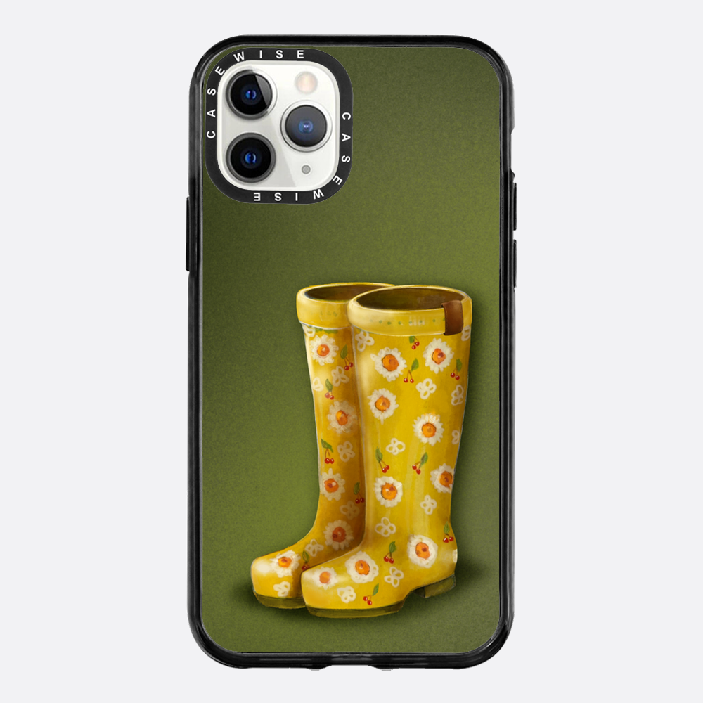 Gelbe Galoshes mit Blumen - Hülle
