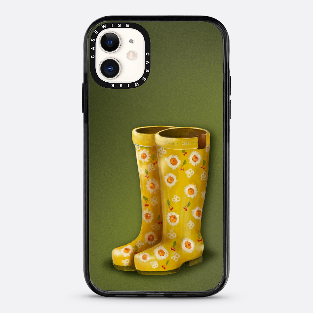 Gelbe Galoshes mit Blumen - Hülle
