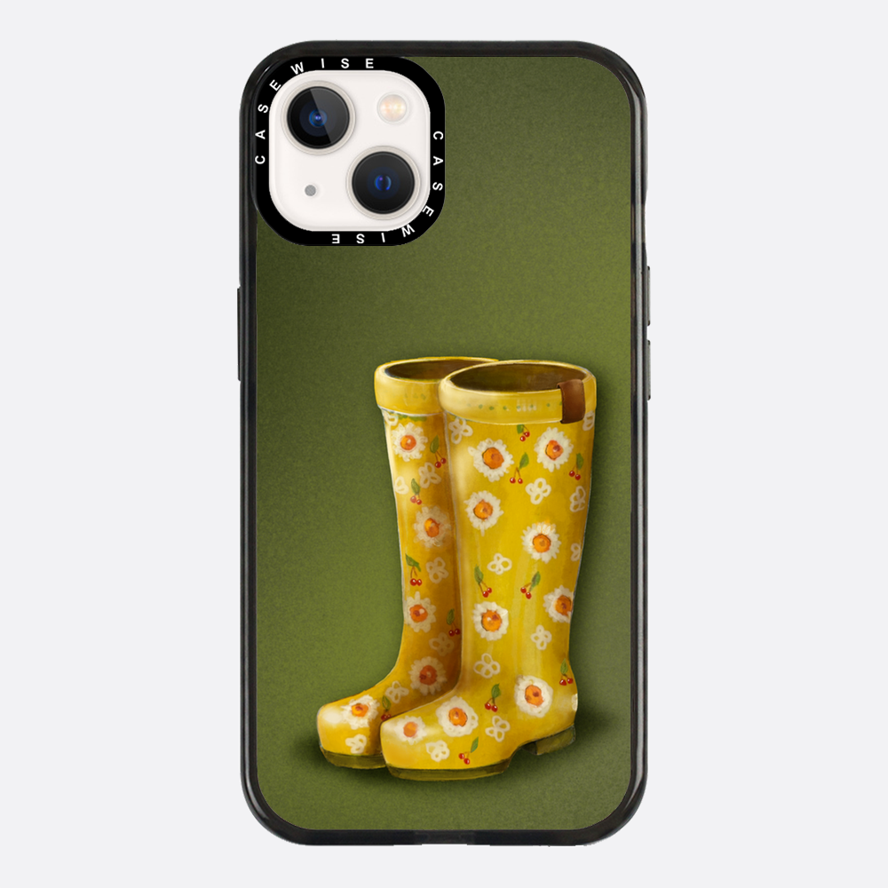 Gelbe Galoshes mit Blumen - Hülle
