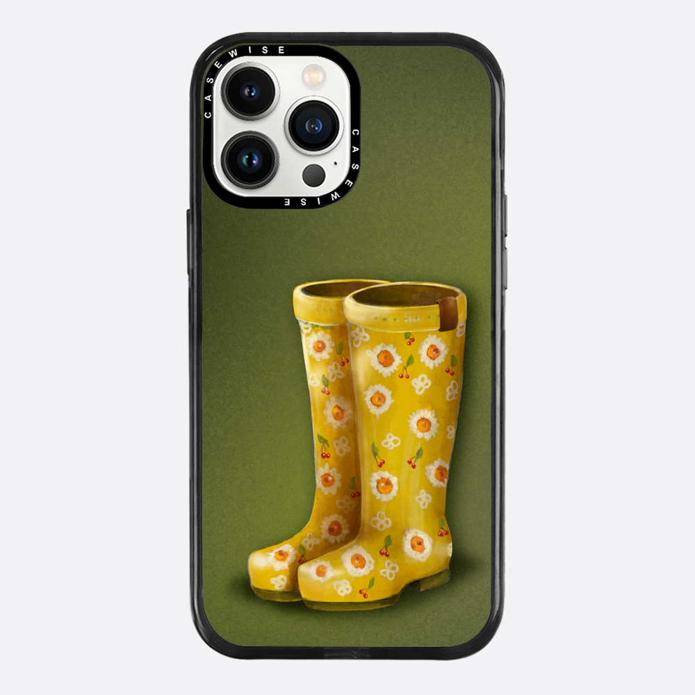 Gelbe Galoshes mit Blumen - Hülle