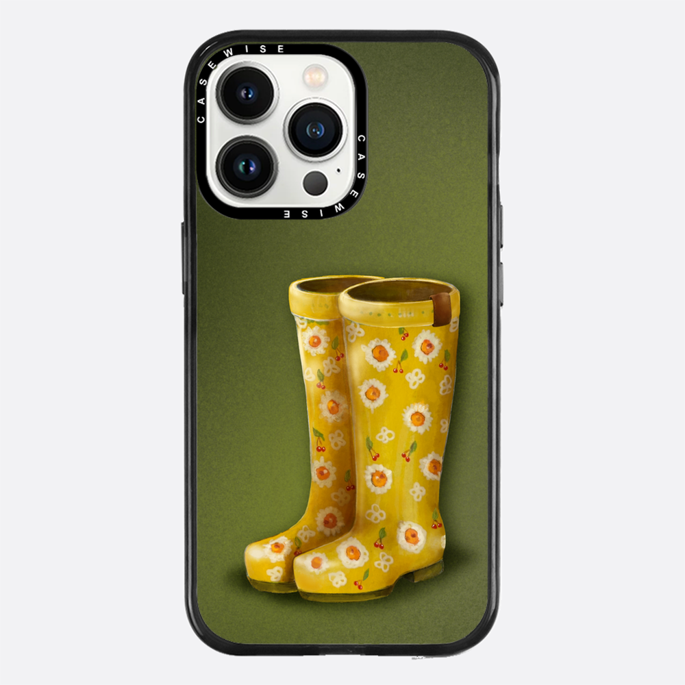 Gelbe Galoshes mit Blumen - Hülle