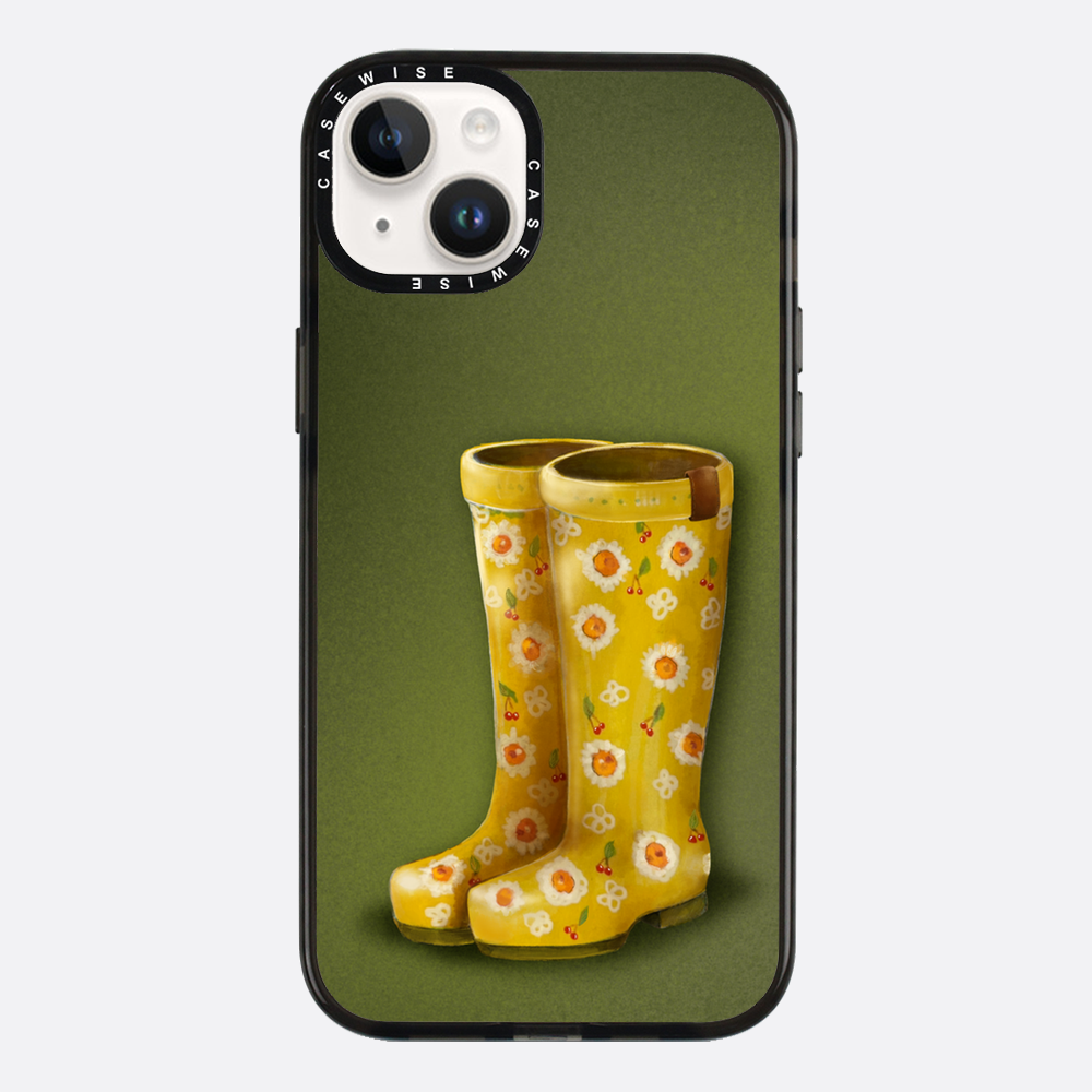 Gelbe Galoshes mit Blumen - Hülle