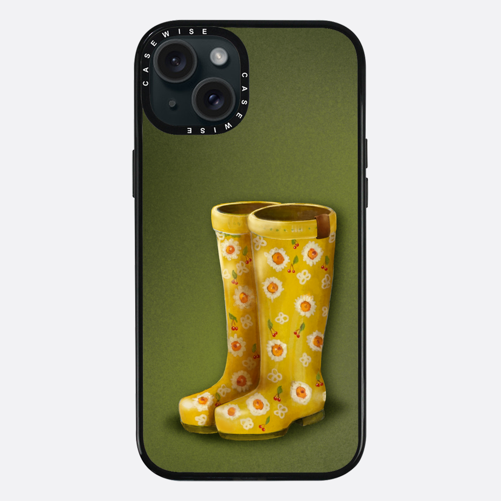 Gelbe Galoshes mit Blumen - Hülle
