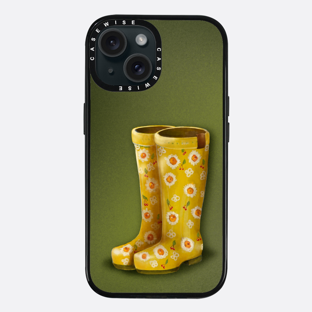Gelbe Galoshes mit Blumen - Hülle