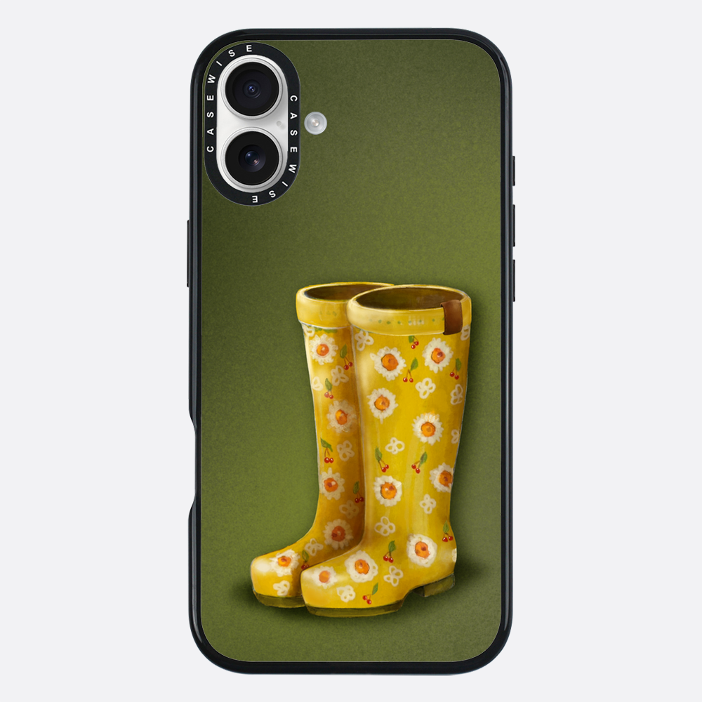 Gelbe Galoshes mit Blumen - Hülle