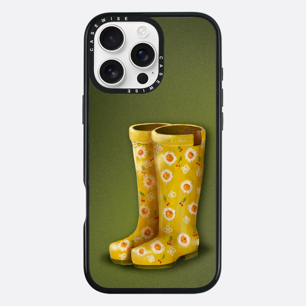 Gelbe Galoshes mit Blumen - Hülle