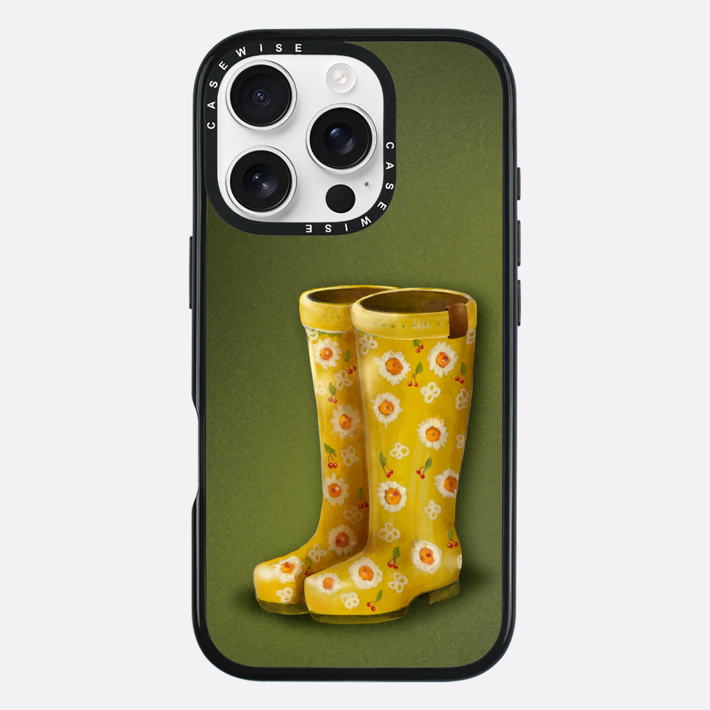 Gelbe Galoshes mit Blumen - Hülle