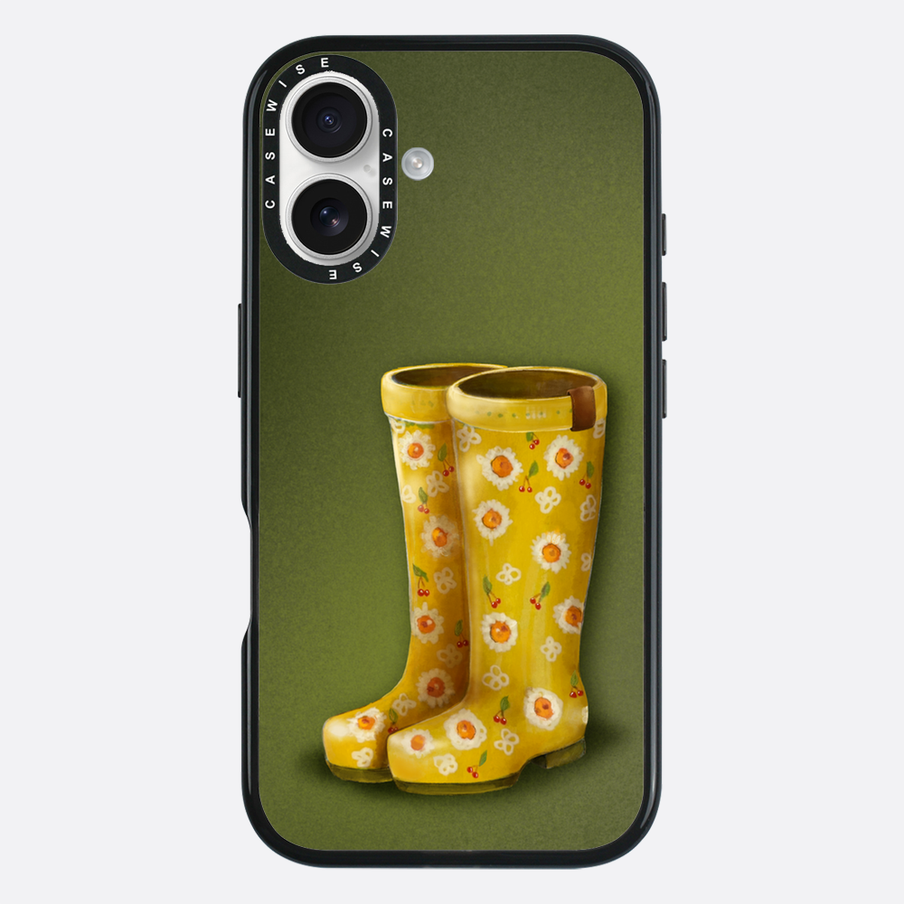 Gelbe Galoshes mit Blumen - Hülle