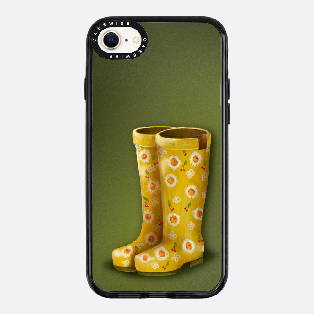 Gelbe Galoshes mit Blumen - Hülle